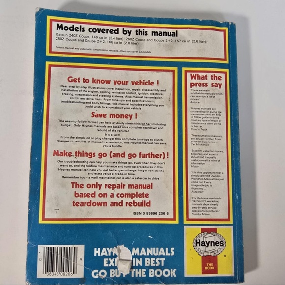 Haynes Datsun 240, 260, 280Z… Owners Workshop Manual” - Picture 2 of 2